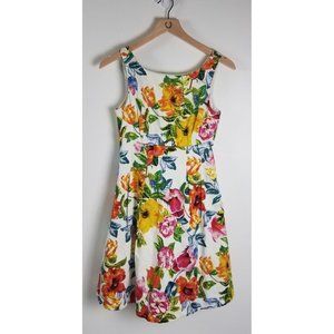 Eliza J. Women's Sz. 4 Floral Fit & Flare Floral Sleeveless Dress W/ Pockets